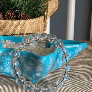 10mm+ Clear Crystal/Quartz Bracelet 7” Naturally 天然白水晶手链